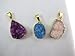 Agate Pendant Natural Druzy Agate with Gold Bezel One Hooks Set of 3 Mixed Shape Mixed Color