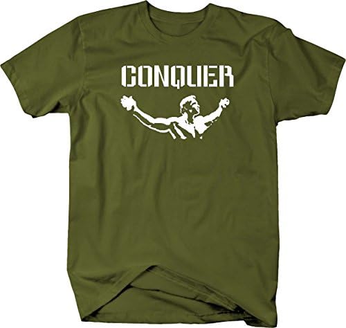 Arnold Quote Conquer Pose Gym Body Building Workout Mens T Shirt