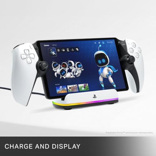 Estação de carregamento PowerA para PlayStation Portal™ Remote Player com Lumectra™, iluminação RGB, alimentação USB, carregador magnético, carregamento e ecrã, base ponderada, licenciada oficialmente