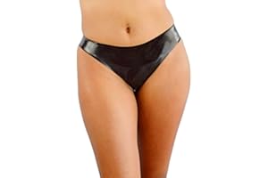 Universal Exports Latex Wetlook Women Thong Black or RED Made in UK with Shiner (DB-143)
