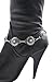 TFJ Women Boot Bracelet Western Fashion Metal Chain Turquoise Blue Flowers Shoe Charm Silver