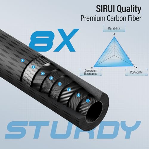 SIRUI Traveler 7C Carbon Fibre Tripod for Camera, 65" Portable Travel Tripod and Monopod with 360° Panoramic Ball Head, Compact Tripod with Extendable Centre Column for DSLR, Camcorder, Max Load 8kg