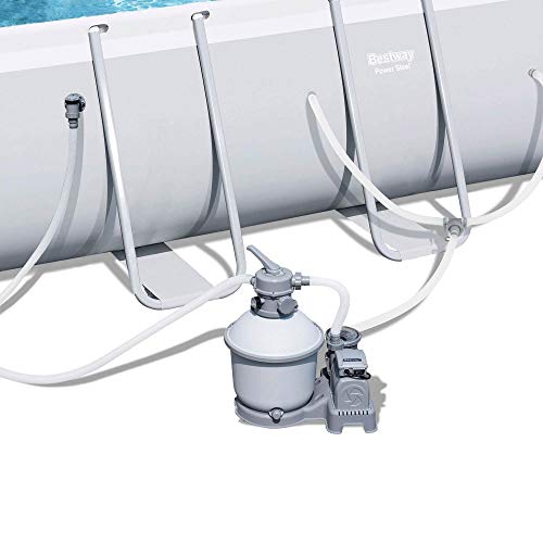 Bestway 18' x 9' x 4' Power Steel Frame Above Ground Rectangular Swimming Pool Set with 1000 GPH Sand Filter Pump, Pool… - Image 3