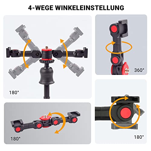 MOSHUSO Universal Dual Cold Shoe Extension Mount with 1/4 Shoe Adapter