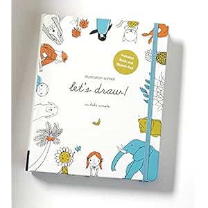 Let’s draw ! Illustration school kit /anglais: A Kit with Guided Book and Sketch Pad for Drawing Happy People, Cute Animals, and Plants and Small Creatures