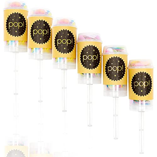 Sparkle and Bash Push Pop Confetti Poppers, 6 Pack with 6 Bag Refills