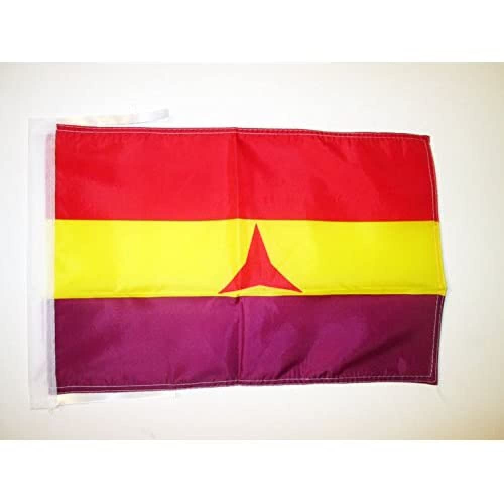 AZ FLAG - International Brigades Spanish Republic Flag - 18'' x 12'' - 100% Polyester Spain Republican - Popular Front Small Banner with Two Cords - Fade Resistant - Vivid Colors - 18x12 in - 45x30 Cm — image 1