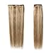 Human Hair Toppers for Women 100% Remy Human Hair Clip In Hair Extensions 16inch Highlighted Brown Mixed Bleach Blonde