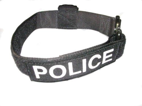 Redline K9 Maxtac Adjustable Nylon Id Collar with Handle Includes 1 Embroidered POLICE Patch, 1-3/4 X 19 - 25-inch, Black