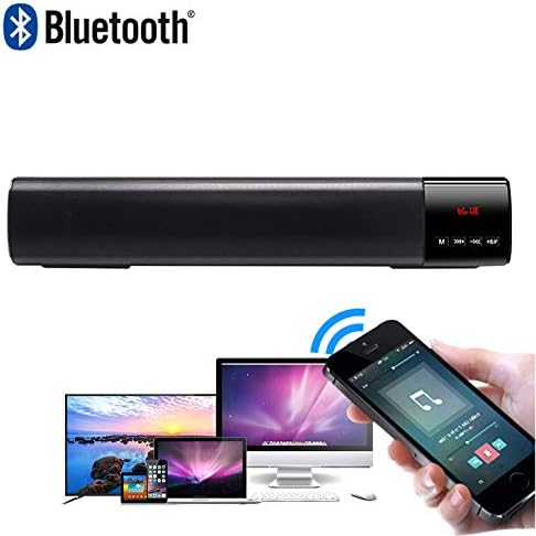 Big Power 10W HiFi Portable Wireless Bluetooth Stereo Soundbar, TF FM USB Subwoofer Column for Computer TV Phone Home Theater System,Black