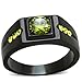 Marimor Jewelry Men's 1 Carat Olivine Green Cubic Zirconia Stainless Steel Black Ion Plated Ring