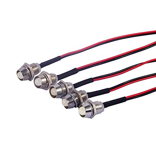 PME 5pcs/set LED Indicator Light Bulb Pilot Dash LED Lamp 12v Universal for Car Auto Vehicle Boat Truck (White)