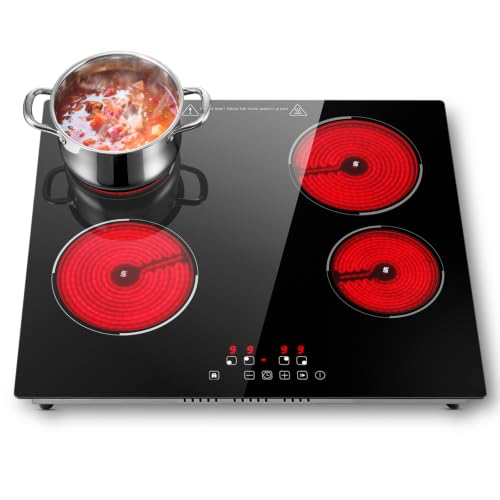 SNDOAS Glaskeramikkochfeld 4 Platten 6000W, Herdplatte 4 Kochfelder 60cm