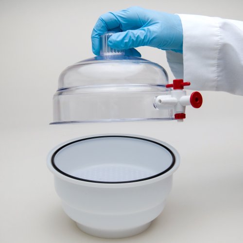 SP BelArt"Space Saver" Polycarbonate Vacuum Desiccator with White