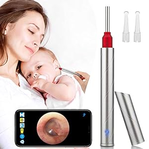 HealthneSS Ear Wax Removal,Wireless Otoscope Earwax Removal Tool 1080P HD WiFi Ear Endoscope with LED Light,3.5mm Mini…