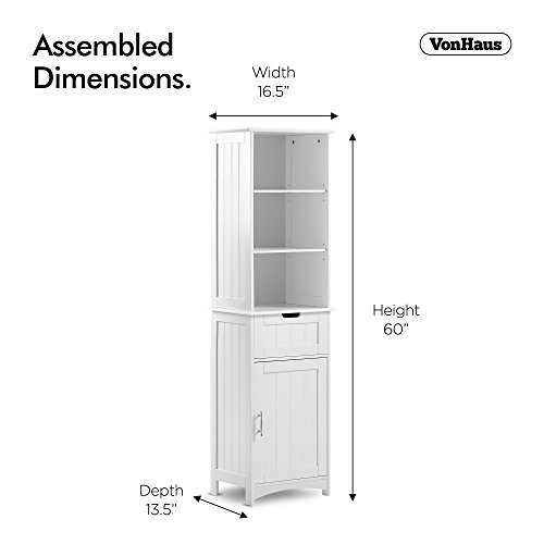 VonHaus Tall Bathroom Storage Unit with 5 Shelves and Drawer