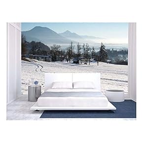 Panoramic View of Scenic Winter Landscape - Removable Wall Mural | Self-Adhesive Large Wallpaper - 66x96 inches