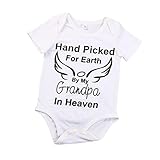 Baby Clothes,Efaster Hand Picked For Earth By My Grandpa In Heaven Letter Romper (3-6M)