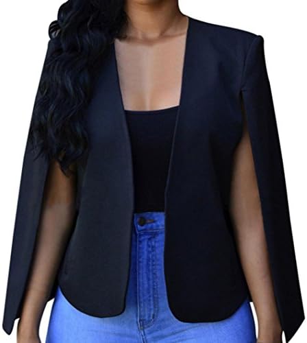 Blazer,Kstare Women Loose Short Cloak Coat Cape Cardigan Jacket Trench Outwear (Black, L)
