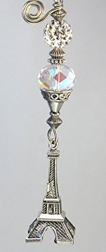 Silver Metal Eiffel Tower with Faux Rhinestone & Crystal Clear Glass Ceiling Fan Pull Chain