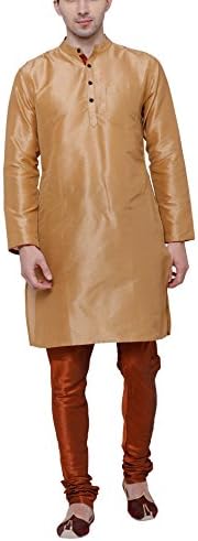 Svanik Gold Blended Solid Kurta Pyjama Set