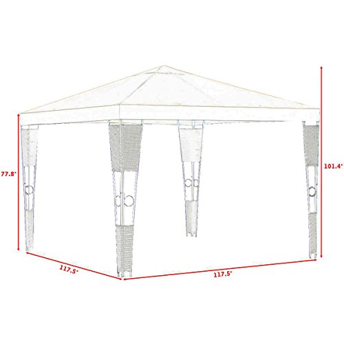 oldzon Outdoor 10'x10' Rattan Wicker Gazebo Canopy Tent Shelter Awning W/Beige Cover with Ebook