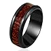 Men's Wedding Bands 8mm Black Tungsten Carbide Engagement Promise Ring with Hawaii KOA Wood Inaly High Polished Finish Comfort Fit Size 6-13