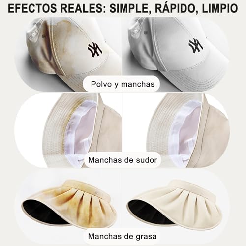 OPUEW 3 Pack Limpiador de Gorras, Espuma Lavado en Seco, No Requiere Agua, Elimina Rápidamente el Sudor y Las Manchas de Los Sombreros, Viene con un Cepillo y una Toalla