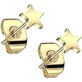 Pierced Owl 20GA F136 Implant Grade Titanium Flat Star Shaped Top Stud Earrings, Sold as a Pair