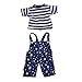Jili Online Striped T-shirt Shoulder Strap Pants Outfit for 17inch Zapf Baby Born Doll
