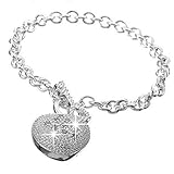 ANDI ROSE Women Men Fashion Jewelry 925 Sterling Silver Plated Chain Heart & Key Pendant Charm Bracelet