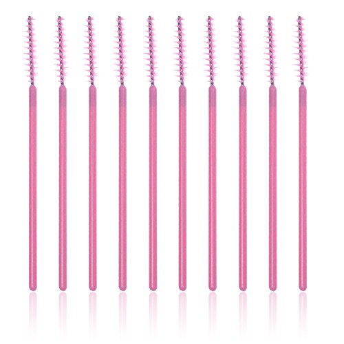G2PLUS 100 PCS Disposable Eyelash Brushes Mascara Wands Makeup Brush Kit Cosmetic Applicators (Light Pink)