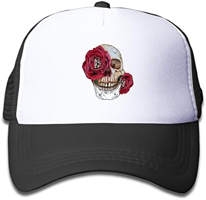 Geek Rose Skull Kids Trucker Cap Hat Boys Girls Adjustable One Size Black