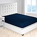 Bare Home Fitted Bottom Sheet Queen - Premium 1800 Microfiber - Ultra-Soft Wrinkle Free - Deep Pocket - Fitted Sheet (Queen, Dark Blue)