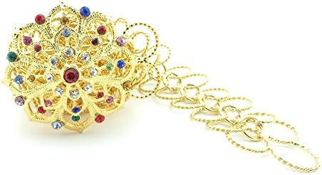 Siwalai Thai Traditional Gold Plated Multicolor Crystals Costume Belt 31 Inches