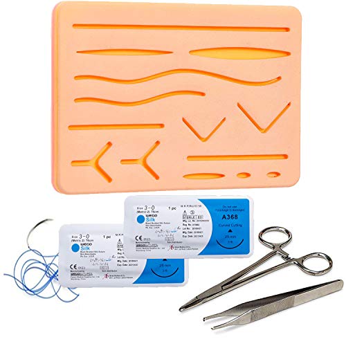 Suture Training Pad Suture Practice Kit for Medical Dental Vet Training Students, Including Large Silicone Pad,Tool Kit with Needles - Thumbnail 7