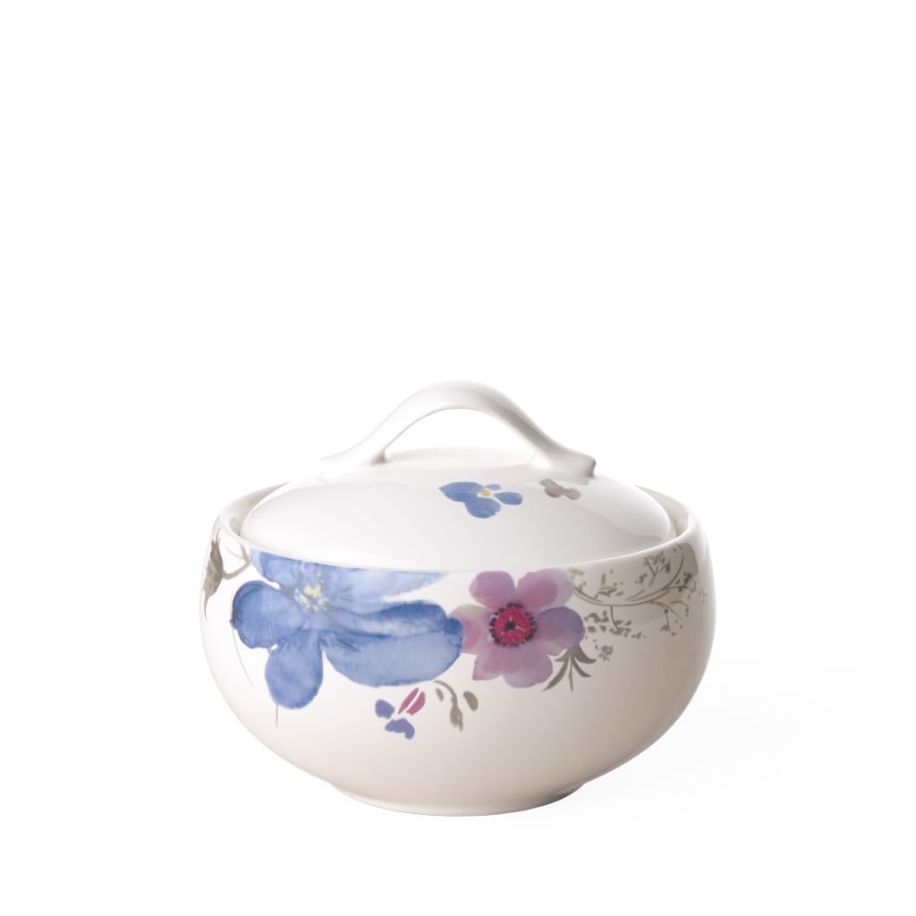 Villeroy & Boch Mariefleur Gris Basic Sugar Bowl, Premium Porcelain, White/Multicoloured