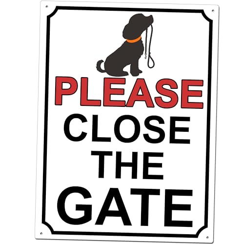 SHAWPRINT PLEASE CLOSE THE GATE METAL SIGN DOG THEME 200MM X 150MM (36H1) (8" x 6" (200mm x 150mm)) โ image 1