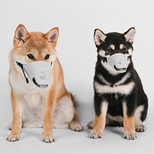 pidan Dog Muzzle Anti Bite Pet Muzzles Mouth Cover Adjustable Prevent from Biting Barking and Chewing TPR for Small Medium Dog(Rhinoceros Type) (S) - Thumbnail 7
