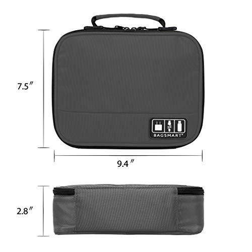 BAGSMART Electronics Travel Organizer Bag Hard Drive Case for Various USB, Phone, Cable, Charger, Dark Grey