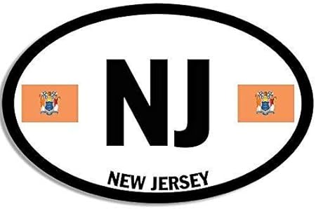 Amazon Jr Studio 3x5インチ ユーロスタイル 楕円形 ニュージャージー州バンパーステッカー 州旗 ビニールデカールステッカー 車用防水カーデカールバンパーステッカー ステッカー デカール 車 バイク