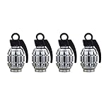 TOMALL Titanium Gray Chrome Tire Valve Caps Grenade Style Aluminum Alloy Rims Valve Stem Caps for Auto Off-road Bus 4pcs