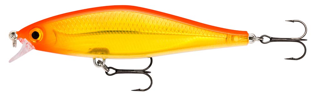 Rapala Shadow Rap Shad Lure with Two No. 6 Hooks, 0.9-1.2 m Swimming Depth, 9 cm Size, Hot Head