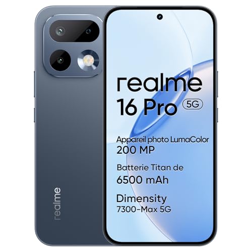 realme 16 Pro 5G Smartphone, 8GB+512GB, 144Hz AMOLED Display 6.78, Battery 6500mAh, Camera 200MP OIS, IP69K, 45W Fast Charge, Dual SIM, Next AI，Grey（No Adapter）