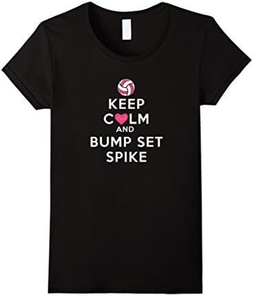 Women's Keep Calm and Bump Set Spike Volleyball T-Shirt Small Black