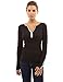 PattyBoutik Women Notch Neck Buttons Trim Blouse Top (Black Large)