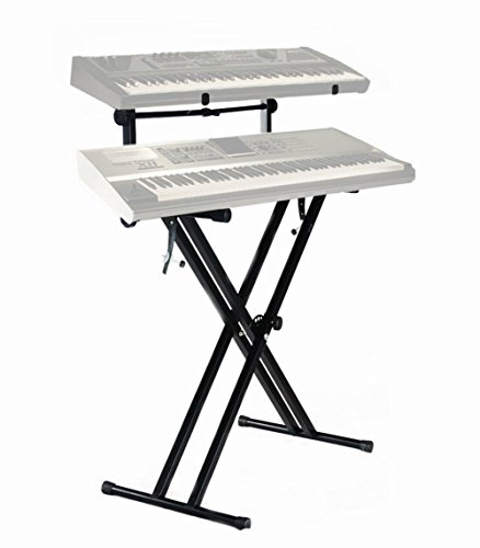 Professional Electronic Piano Keyboard Stands Adjustable 2-Tier X Style Dual Keyboard Double Rack Stand