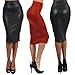 Misscat Women Leather Stretch High Waist Pencil Midi Skirt Bodycon Short Dress