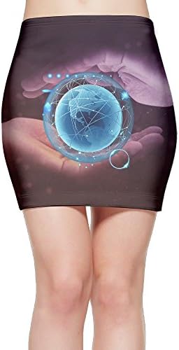 SANDADB One Hand Grasp 3D Printed Custom Women Slim A-Line Short High Waist Pencil Package Hip Skirt