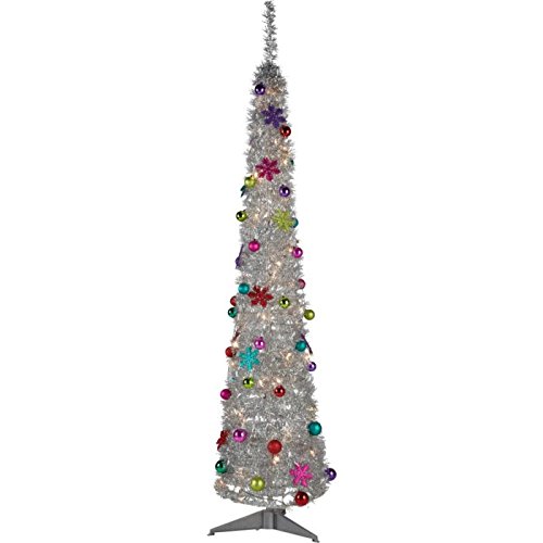 Silver Tinsel Pop Up Christmas Tree 6ft Amazon.co.uk Kitchen & Home